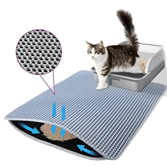 cat stepping onto cat litter mat to trap litter