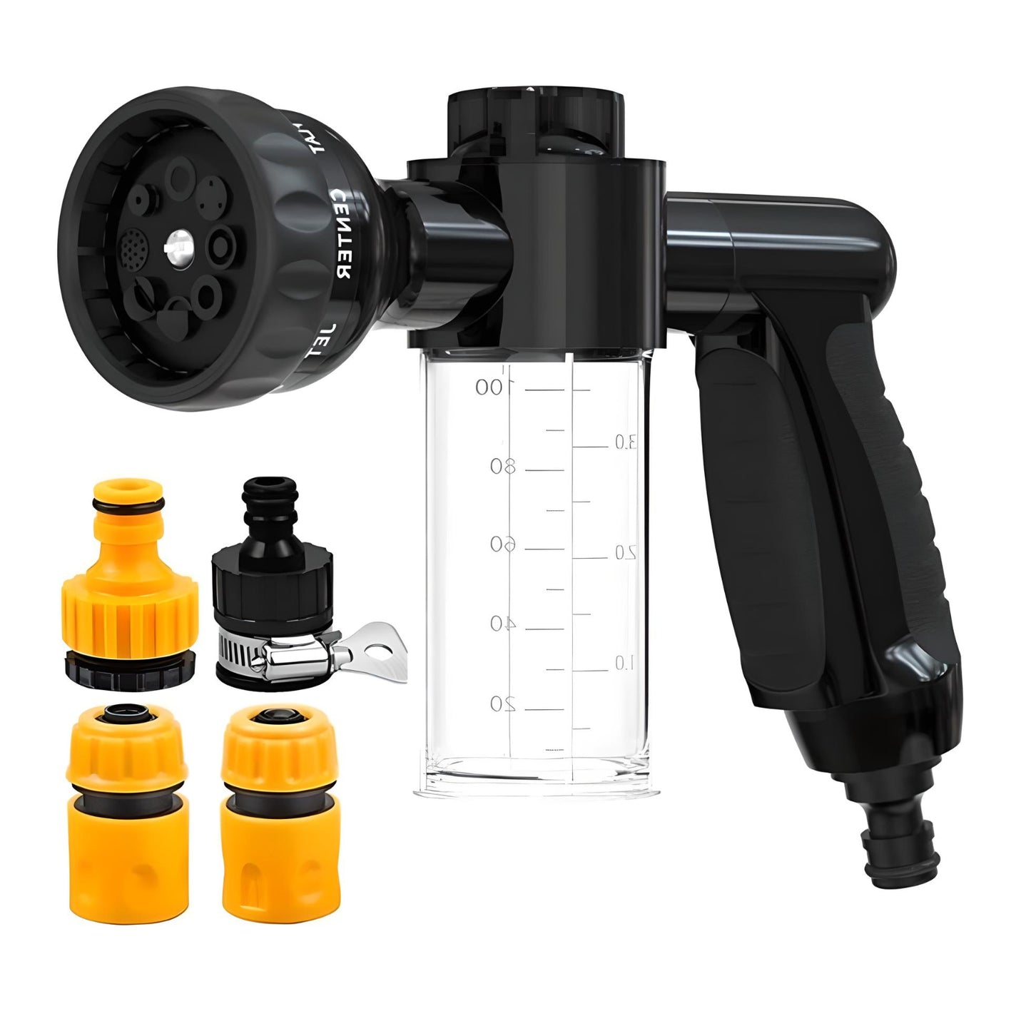 Black Dog Wash Hose Attachment with Soap Dispenser and 4 Pcs connector