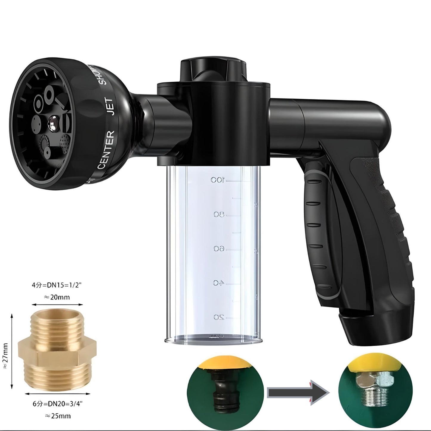 Black Pup Jet Dog Wash for Outdoor with Shower Adapter