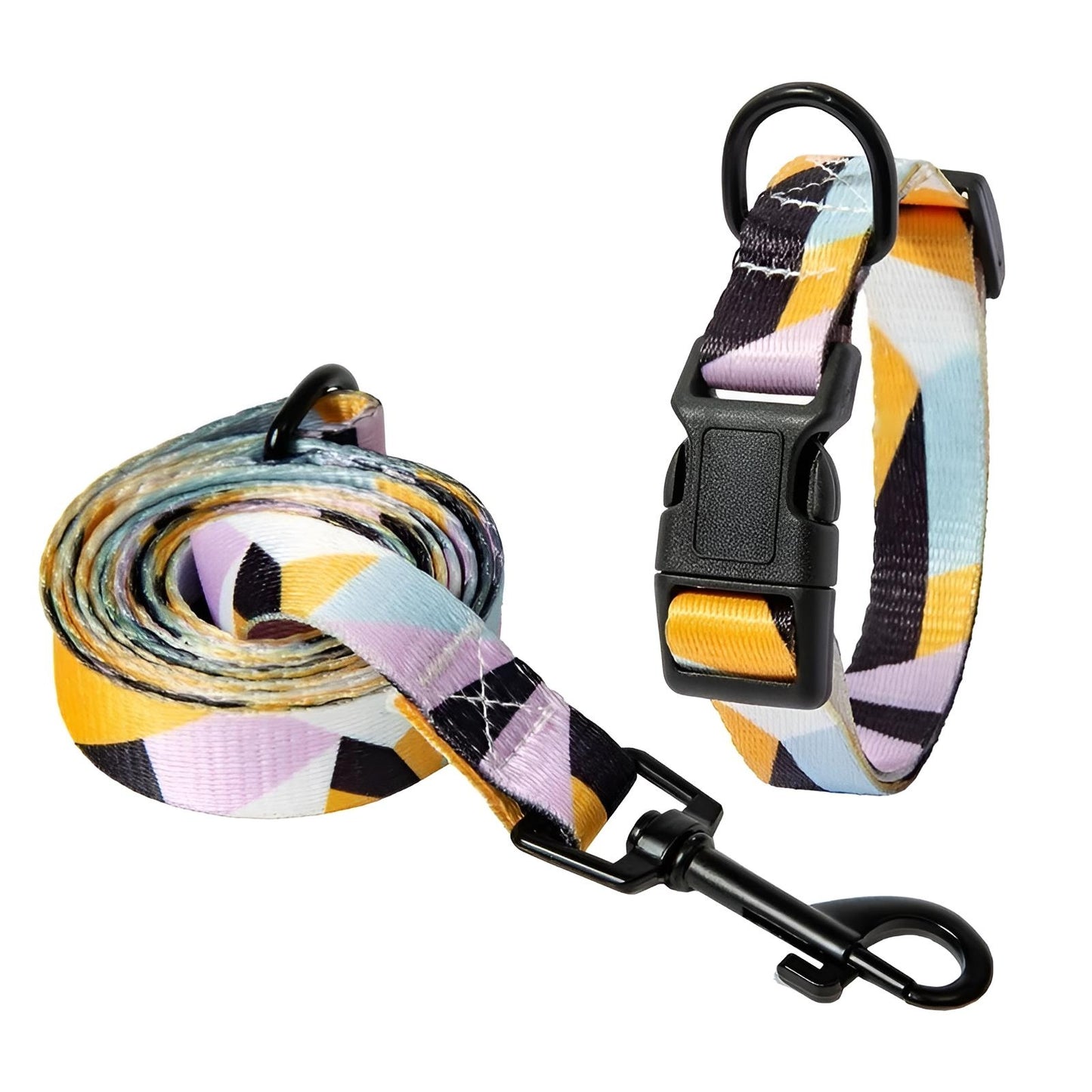 Custom Dog Collar with Name in Polyester Blends A Set
