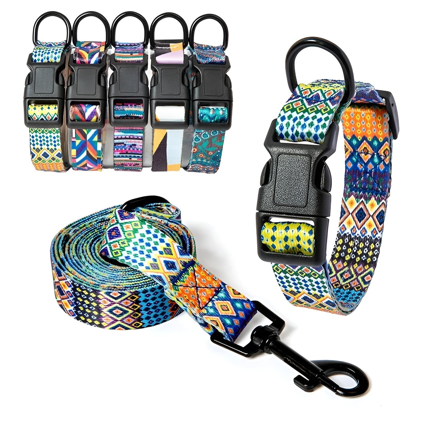 Custom Dog Collar with Name in Polyester Blends Set