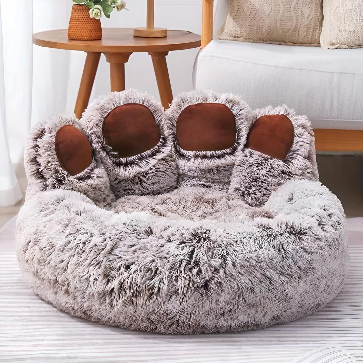 Dog Bed Cute Bear Paw Shape - Brown