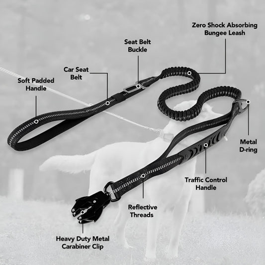 GauGau™ Tactical Dog Leash with Frog Clip for Medium & Large Dogs