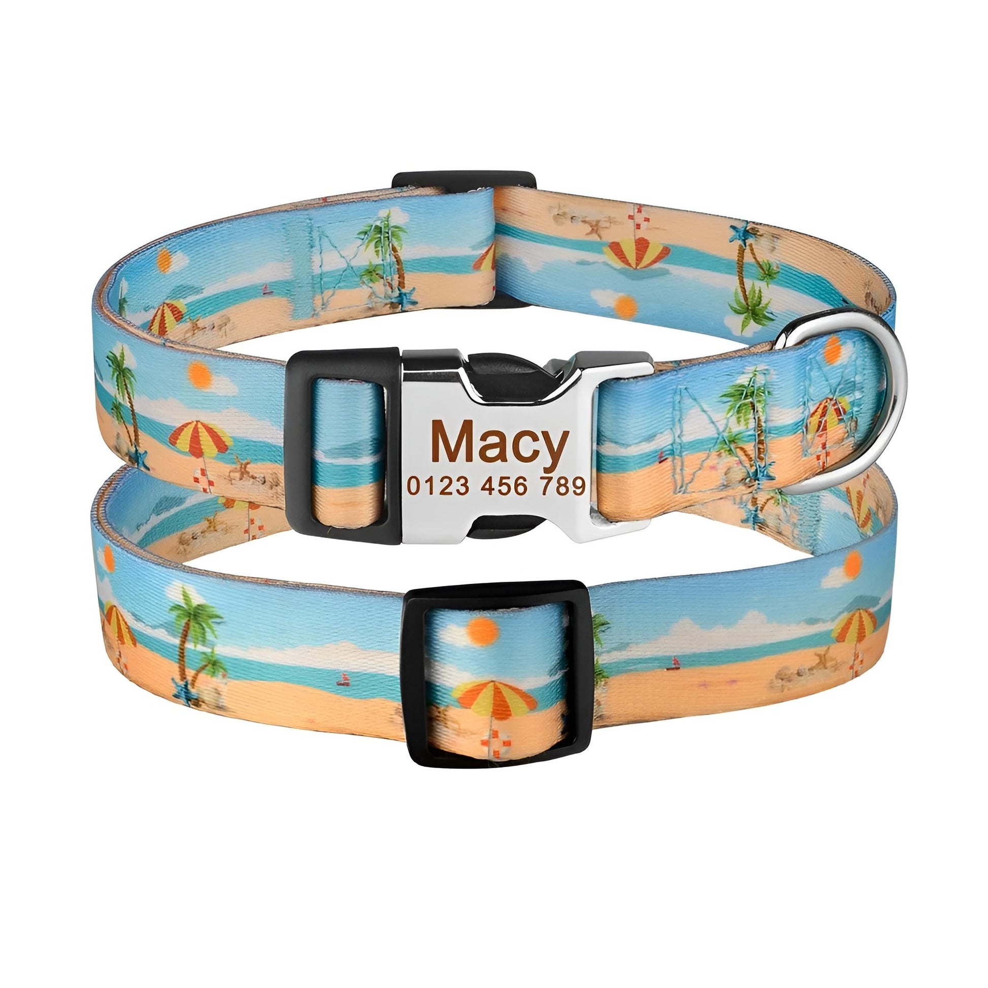Nylon Dog Tag Collar Seaside Holiday 1