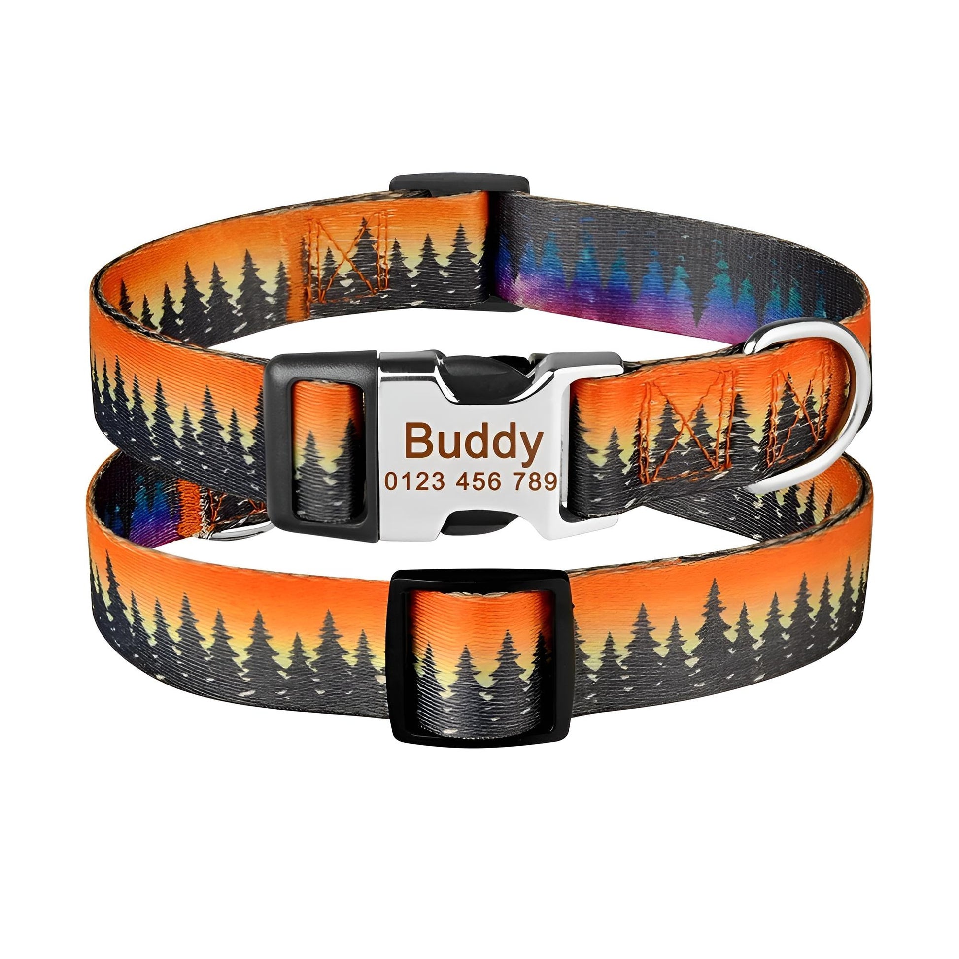 Nylon Dog Tag Collar Tree in Dark