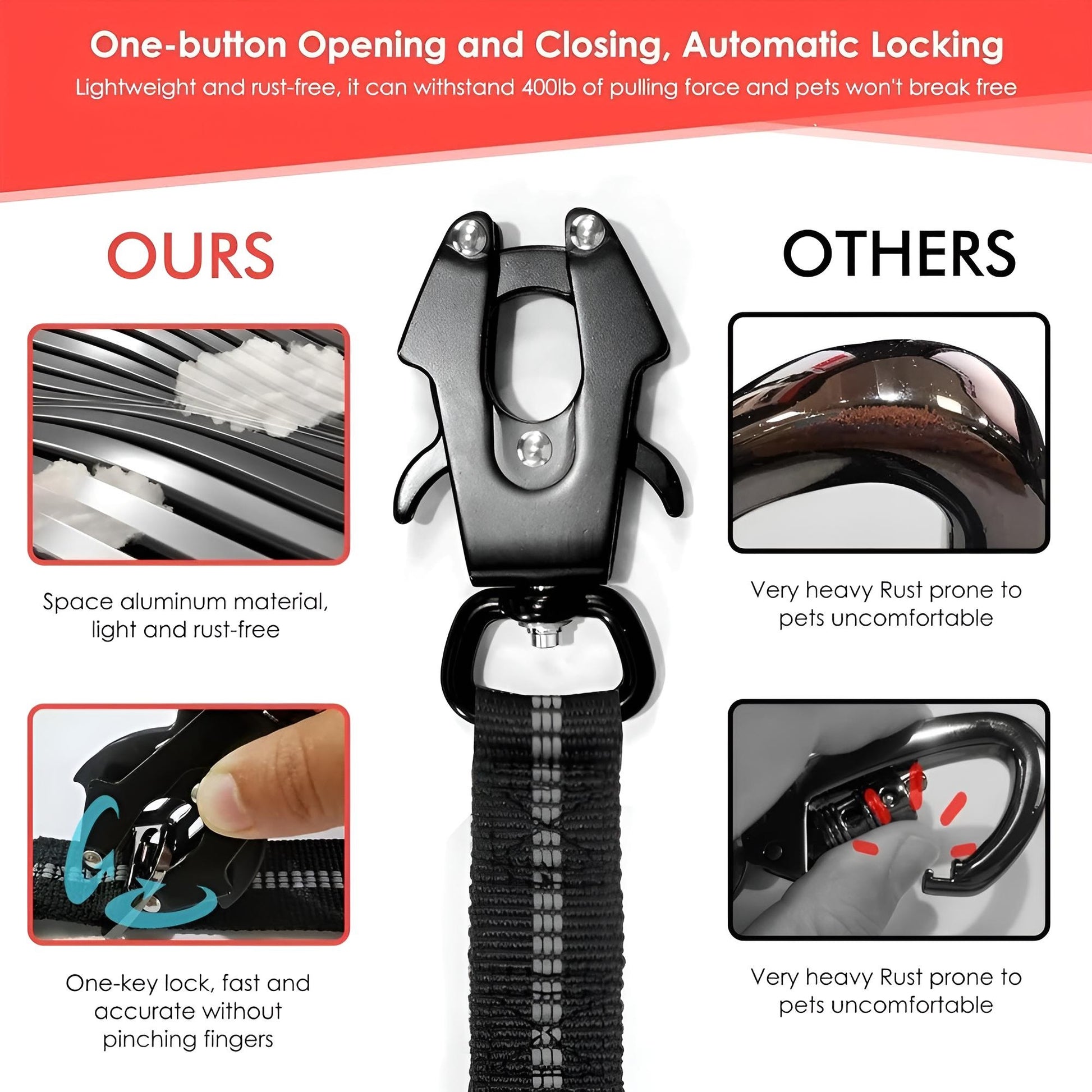 The difference between tactical dog leash frog clip and other types of dog leash