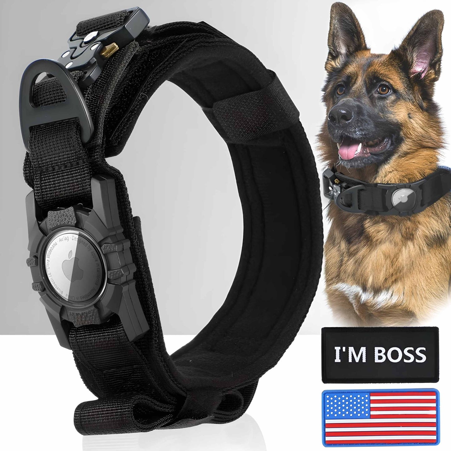 dog collar airtag holder black