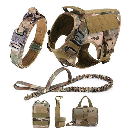 Tactical k9 Gear - Military Dog Harness Set (Harness, Collar, Leash)