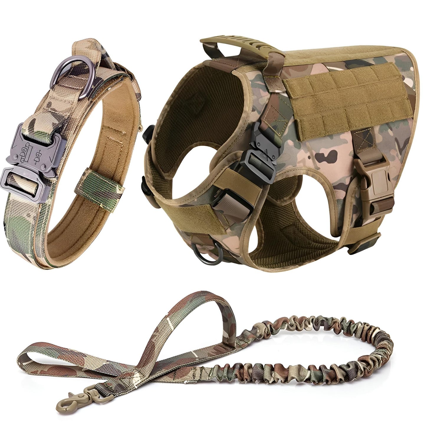 military dog harness and leash set Camouflage