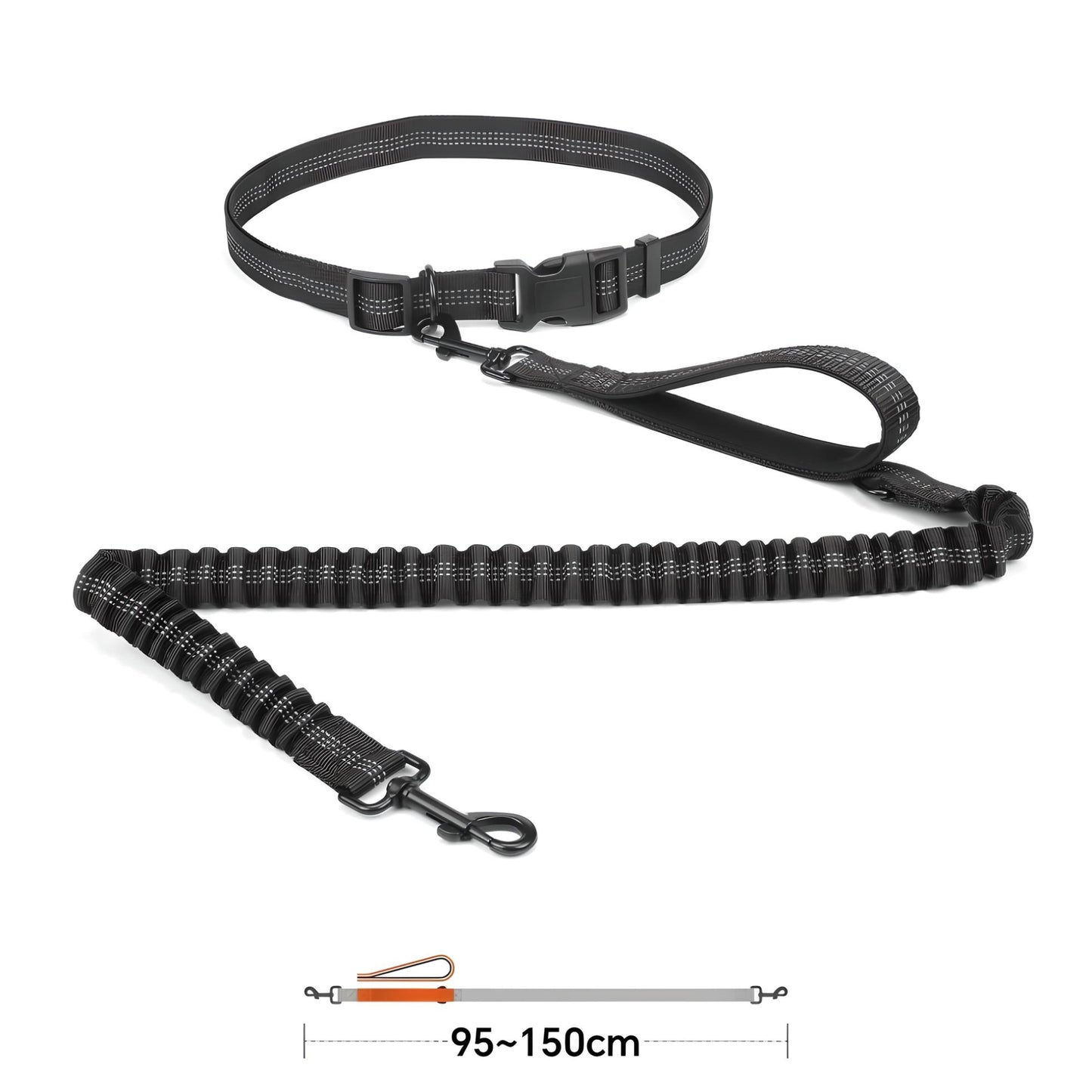 dog running leash hands free H1 black