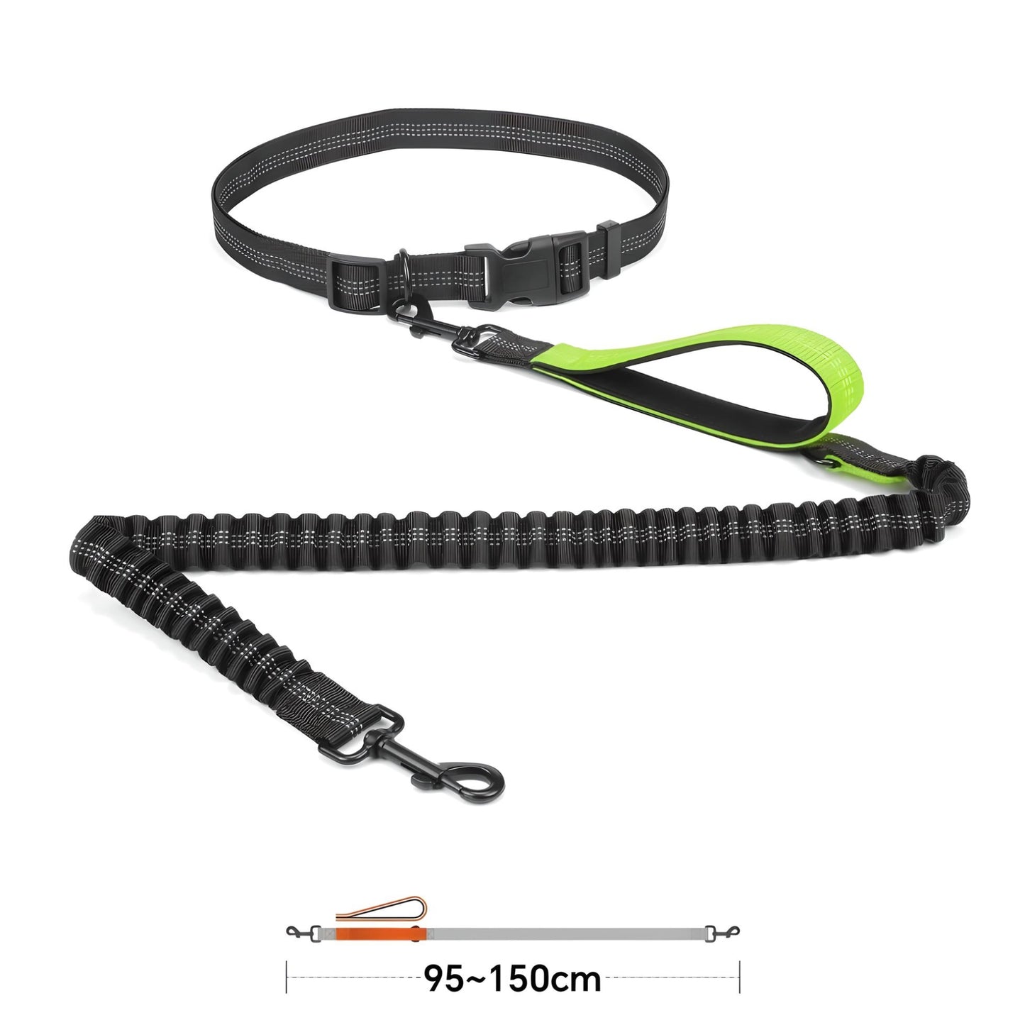 dog running leash hands free H1 green