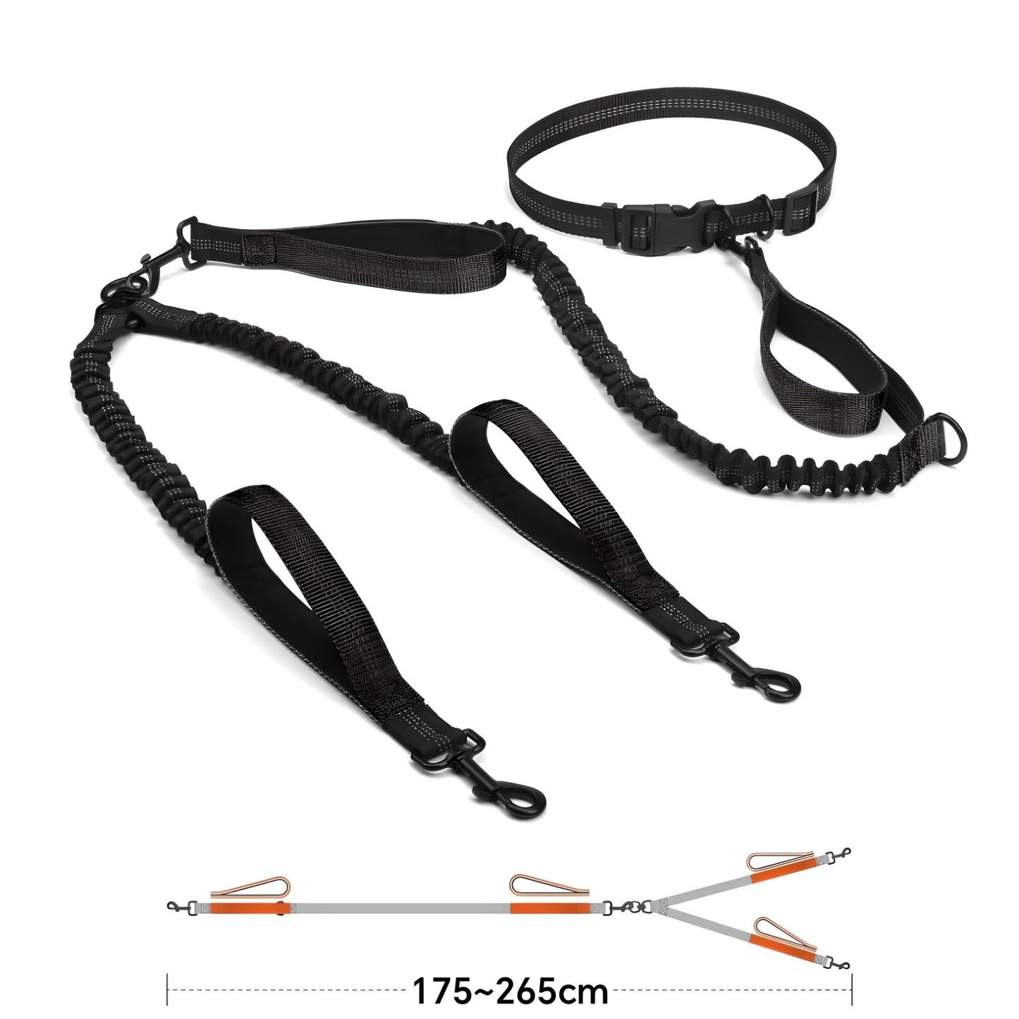double dog leash for two dogs H2Fblack