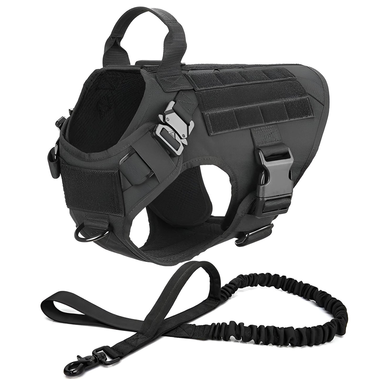 military dog harness and leash black