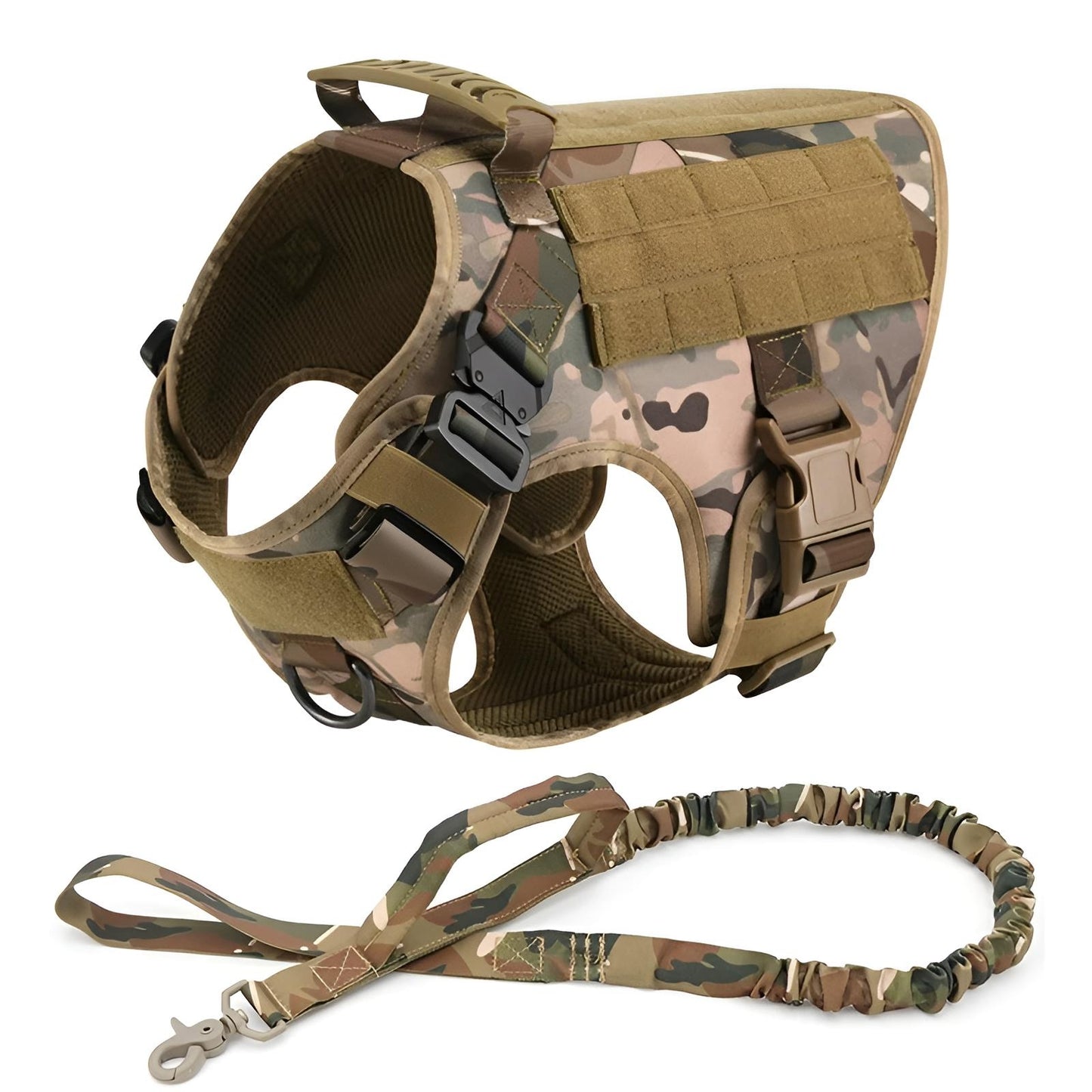 military dog harness and leash camoeflage