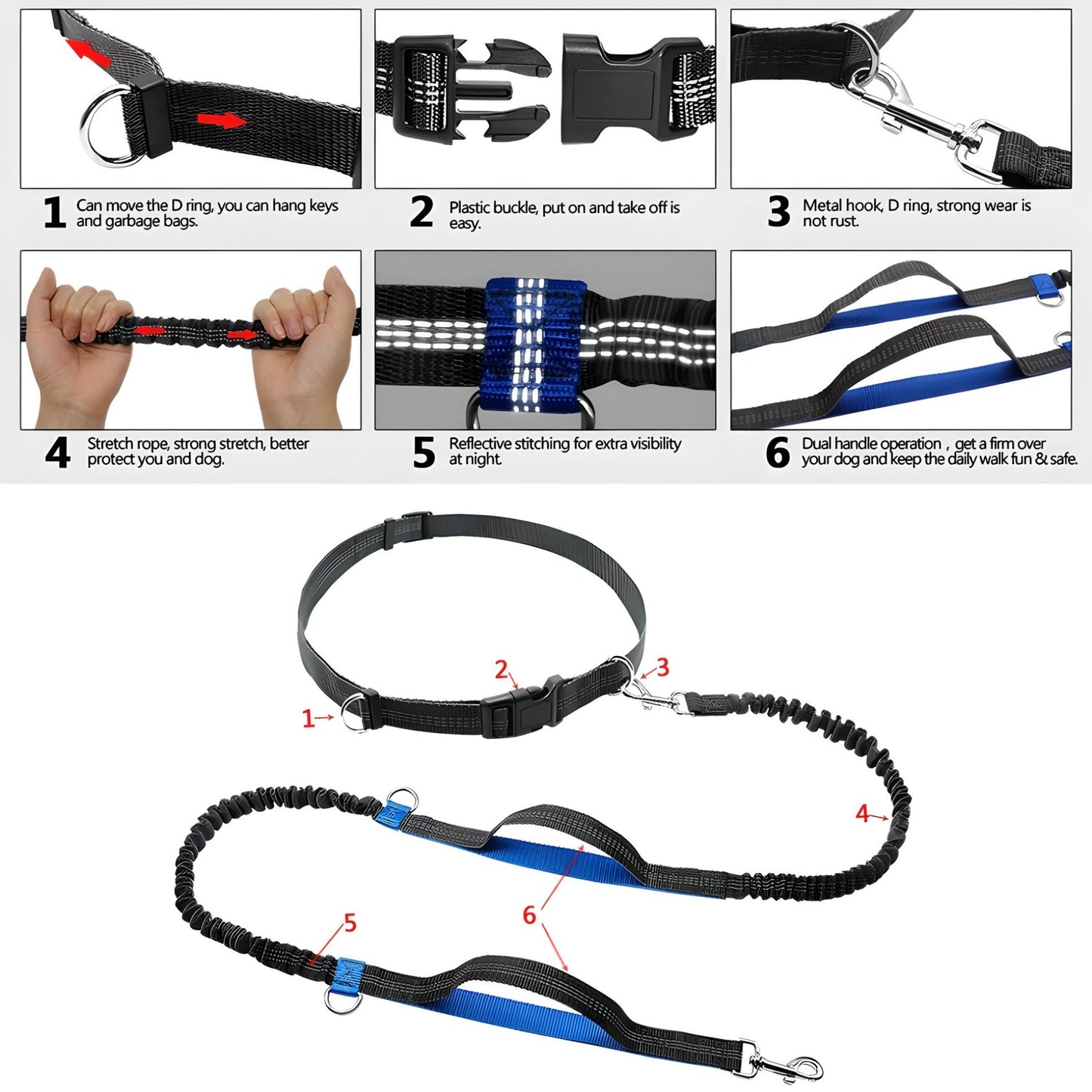 running dog leash hands free