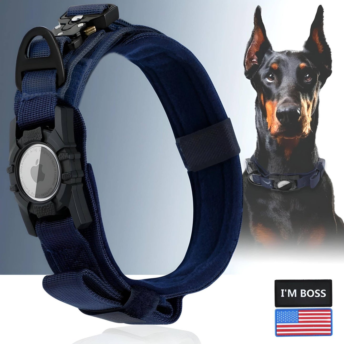 dog collar airtag holder blue