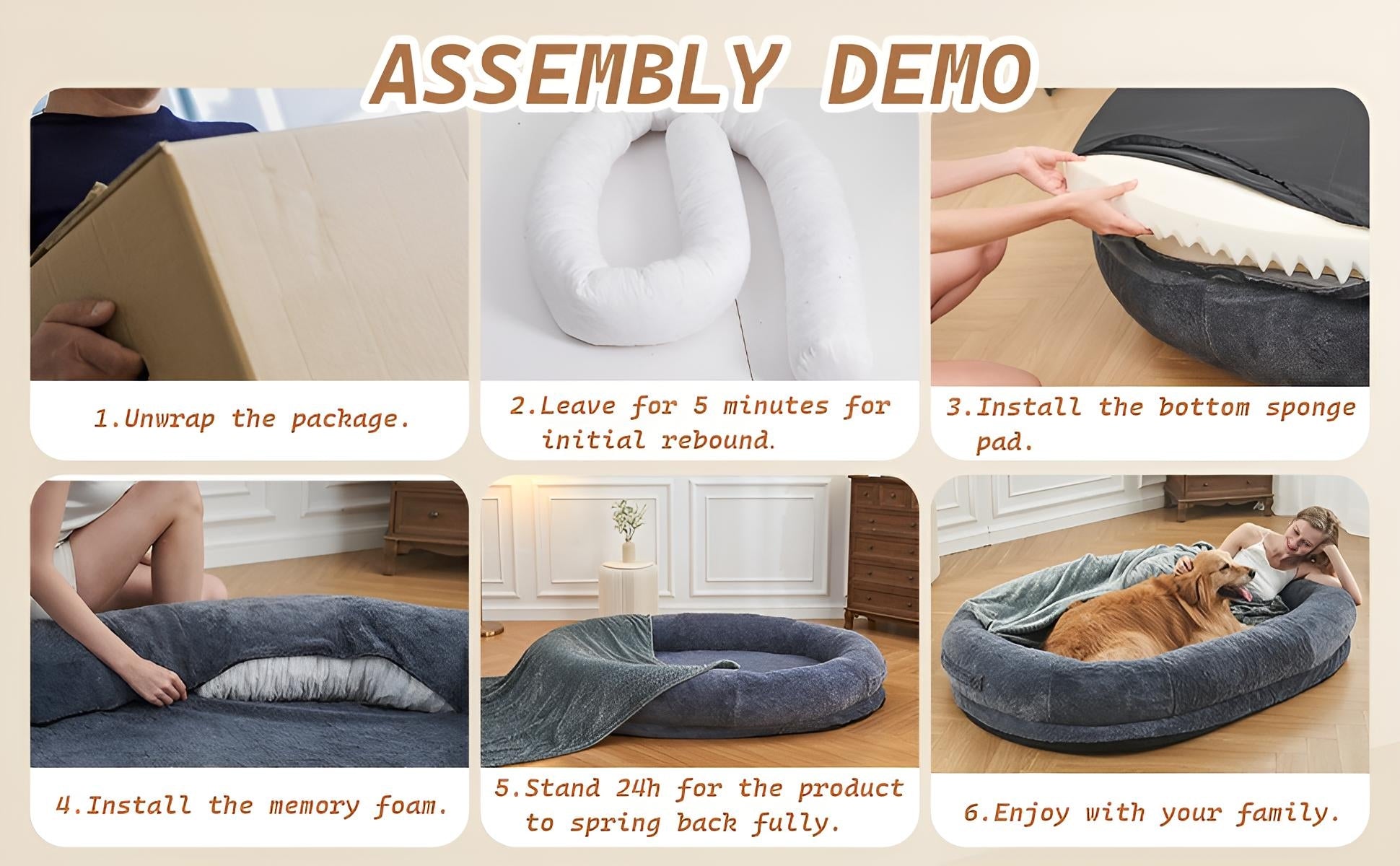 Assembly demo Giant Dog Bed for Humans