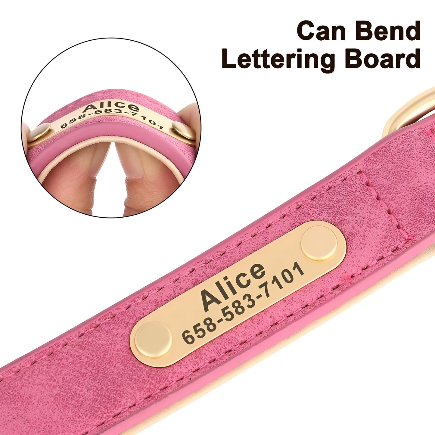 Can Bend Lettering Board of the leather dog collar with name plate