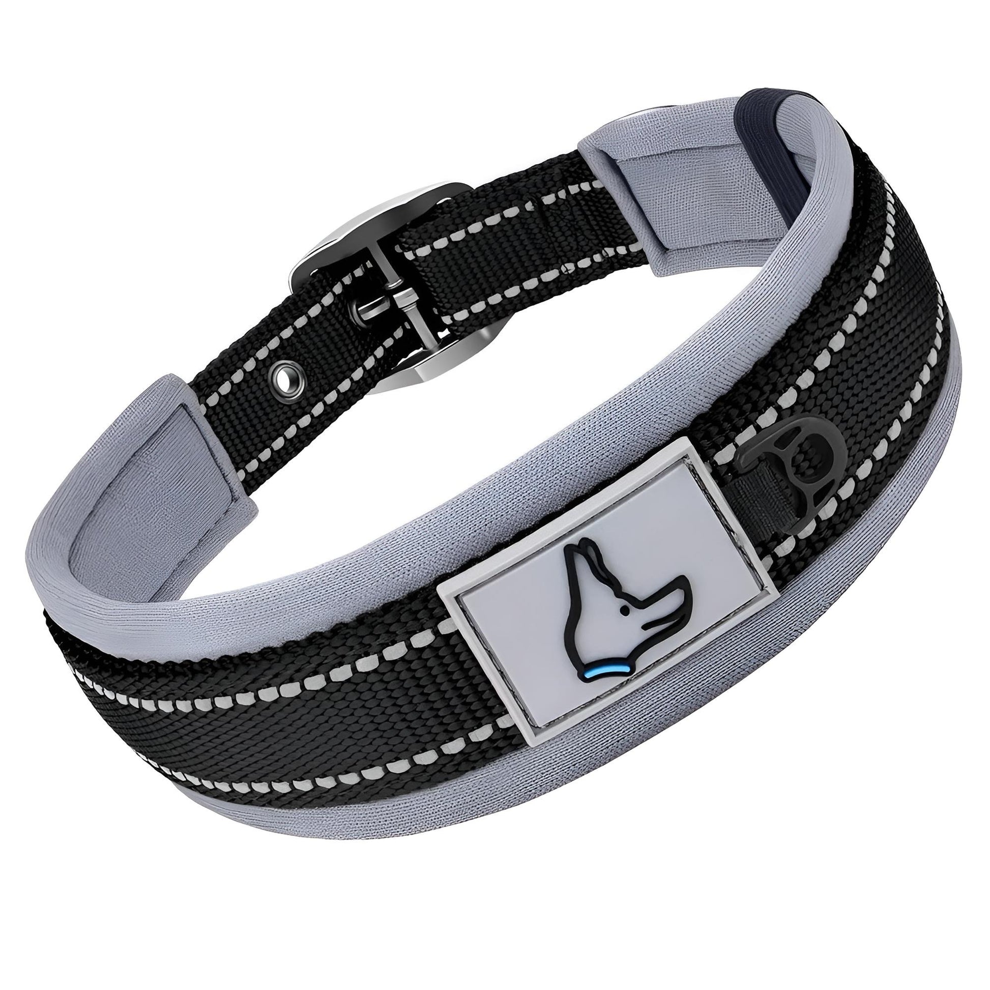 Custom Collars For Small Medium Large Dogs with Reflective Black