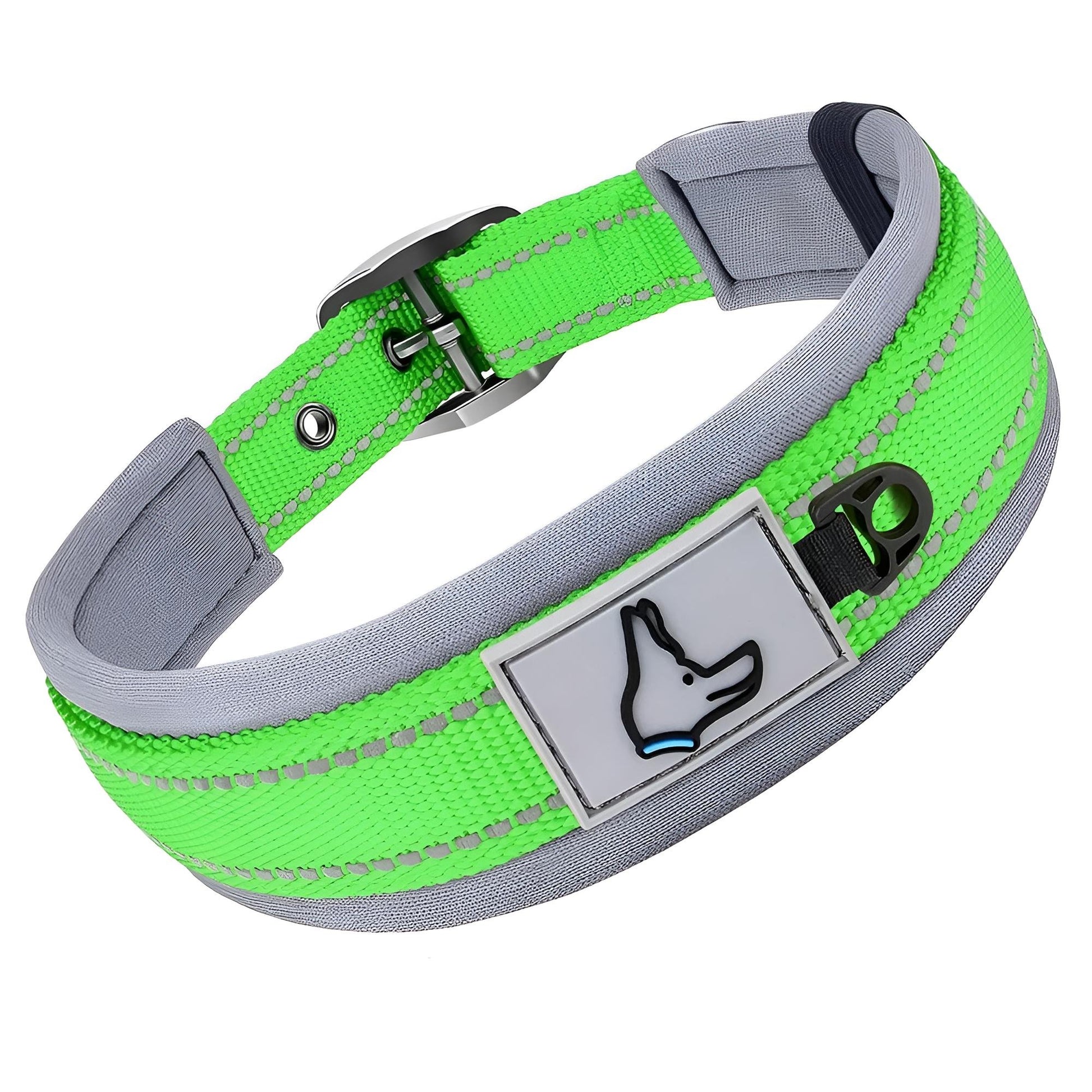 Custom Collars For Small Medium Large Dogs with Reflective Green