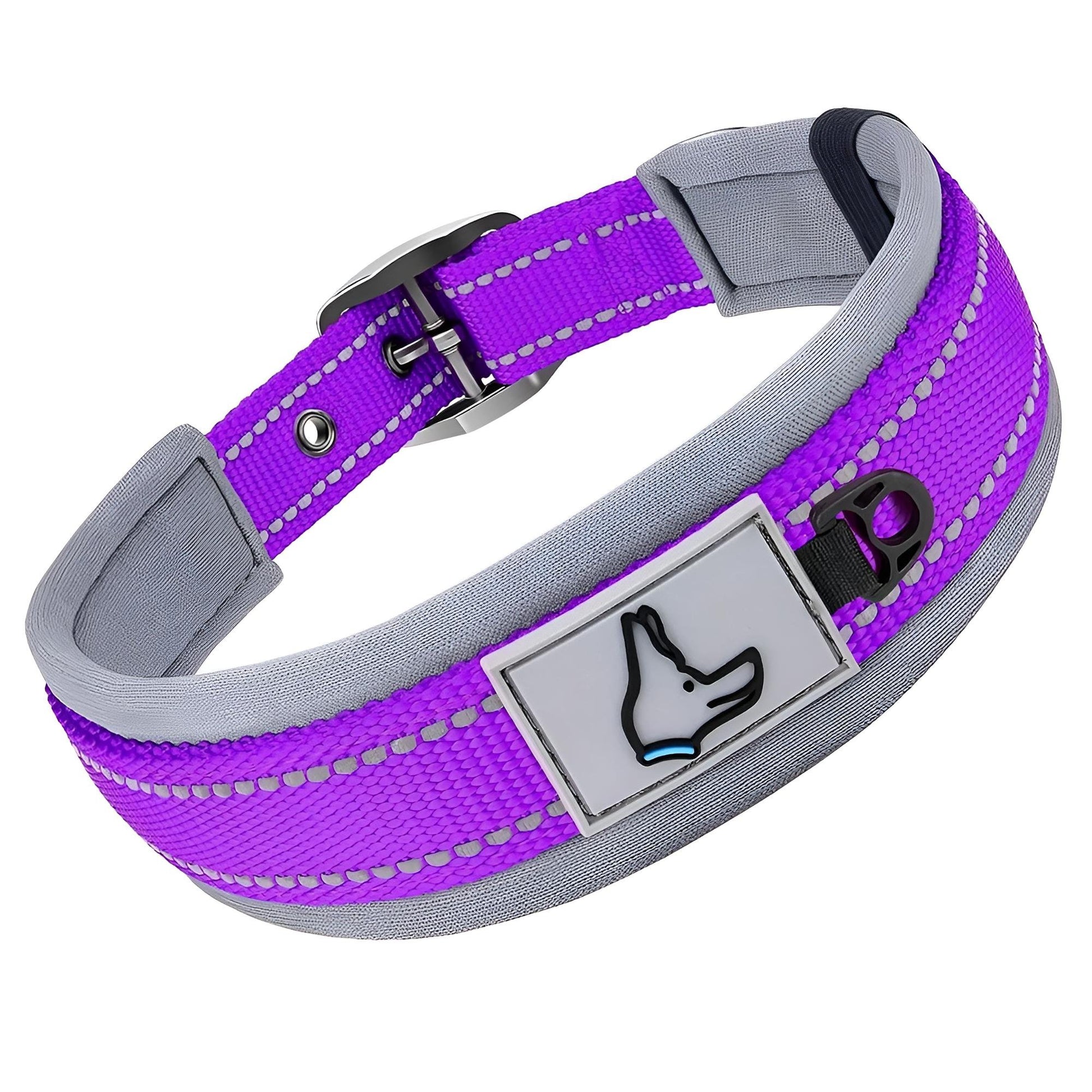 Custom Collars For Small Medium Large Dogs with Reflective Purple