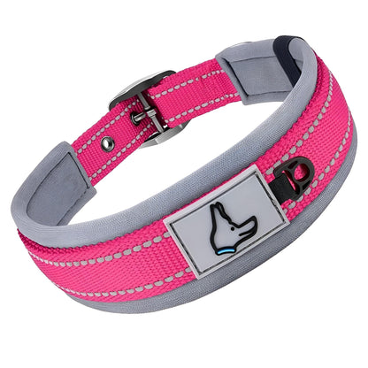 Custom Collars For Small Medium Large Dogs with Reflective Rose Red