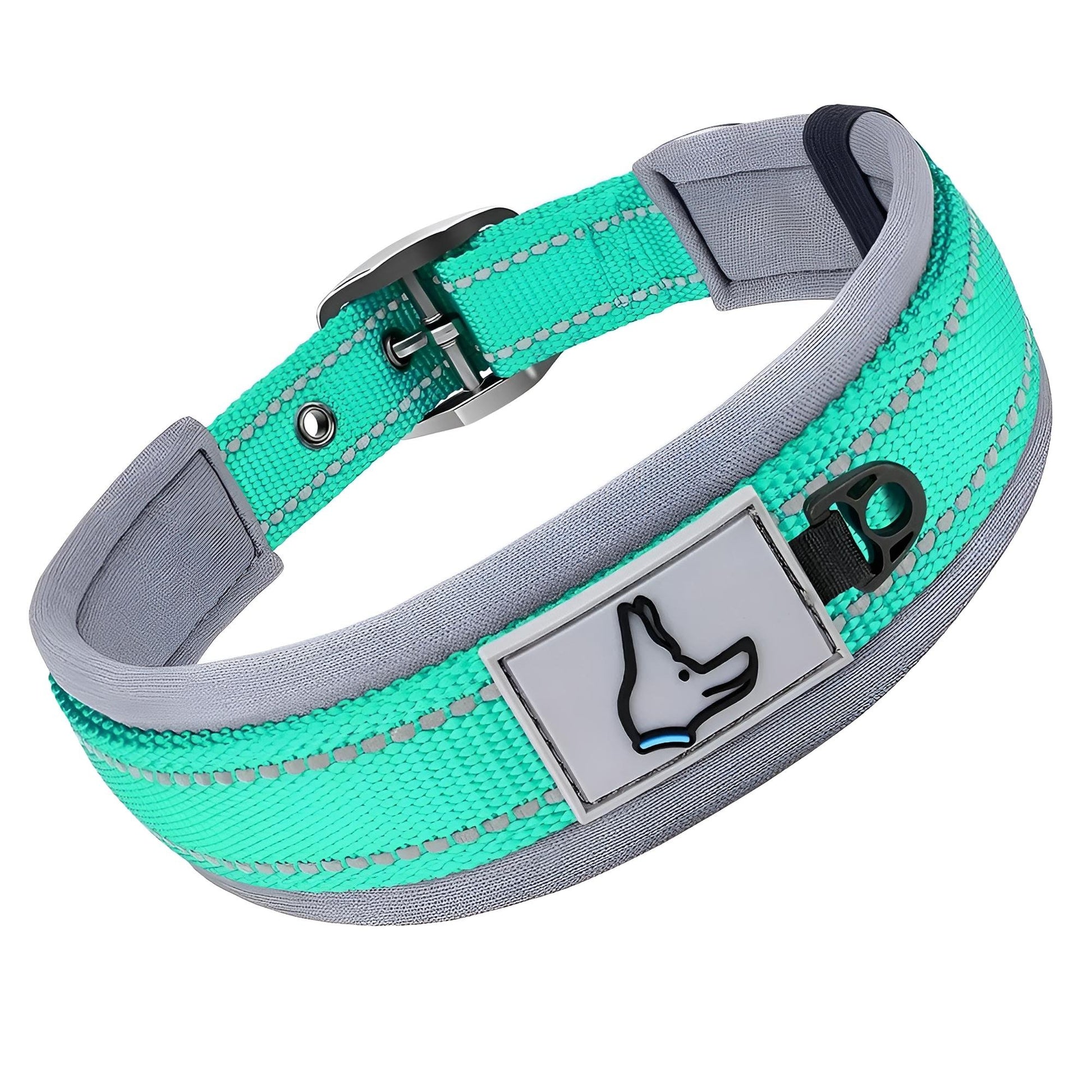 Custom Collars For Small Medium Large Dogs with Reflective Teal