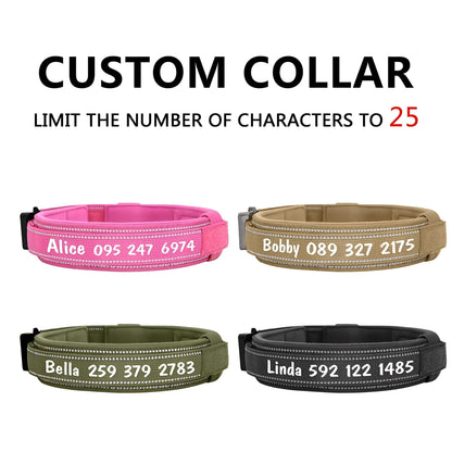 Custom Dog Collars with Reflective and Name Tag Set