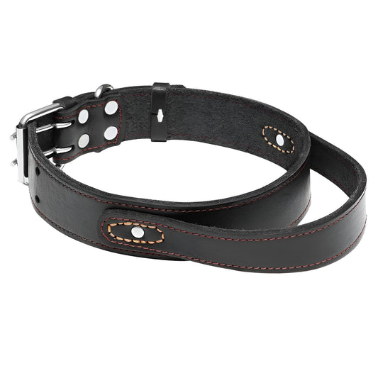GauGau™  Custom Leather Dog Collar with Quick Control Handle