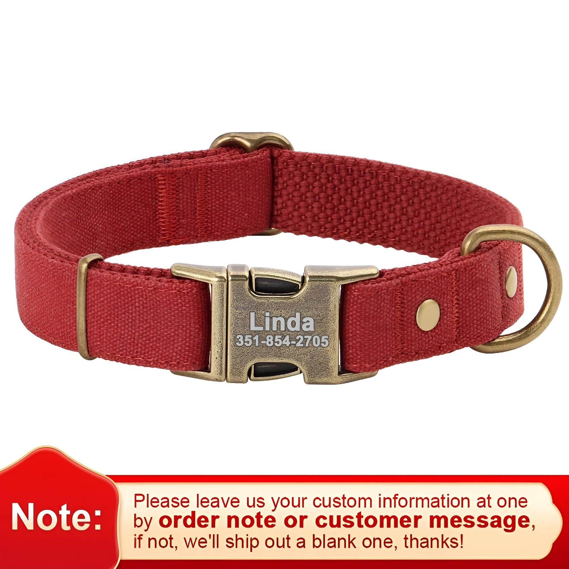 Customized Nylon Dog Collar With Metal Buckle red