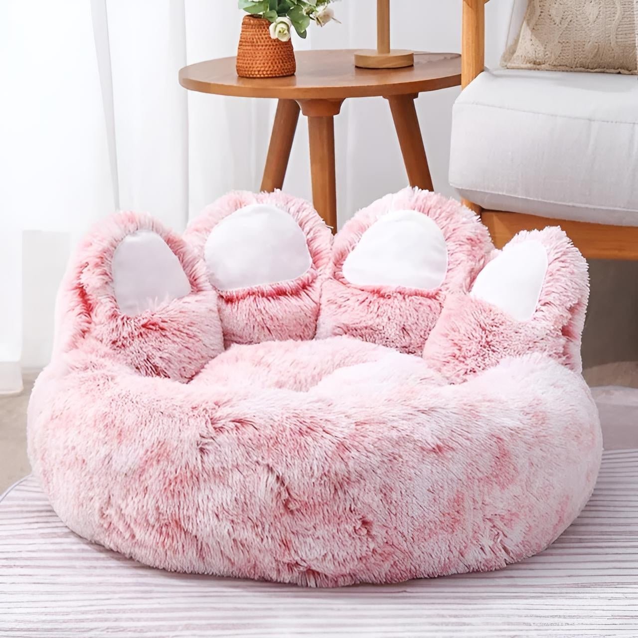 Dog Bed Cute Bear Paw Shape - Pink