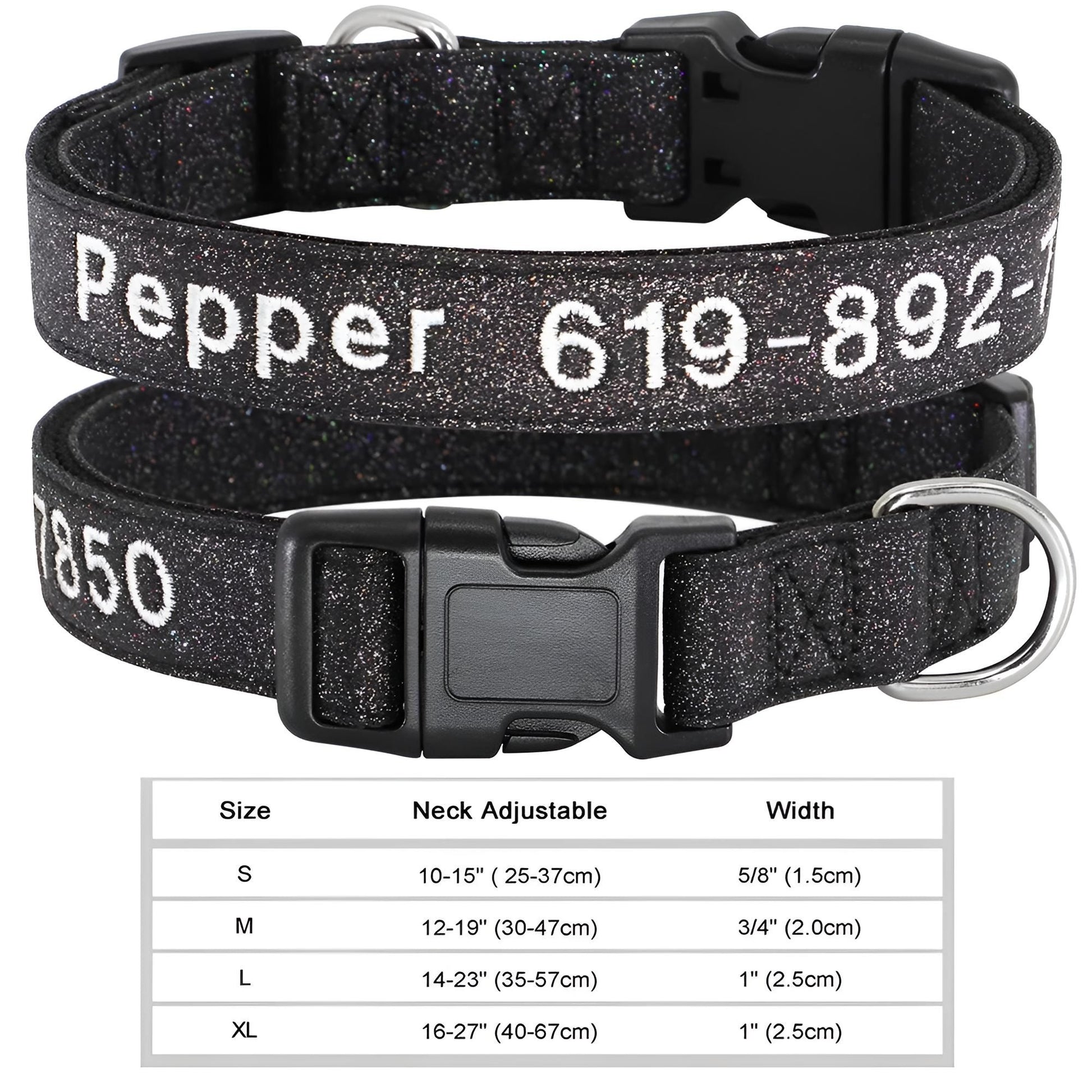 Dog Collar with Name Tag Personalized Embroidery in Nylon 034BL