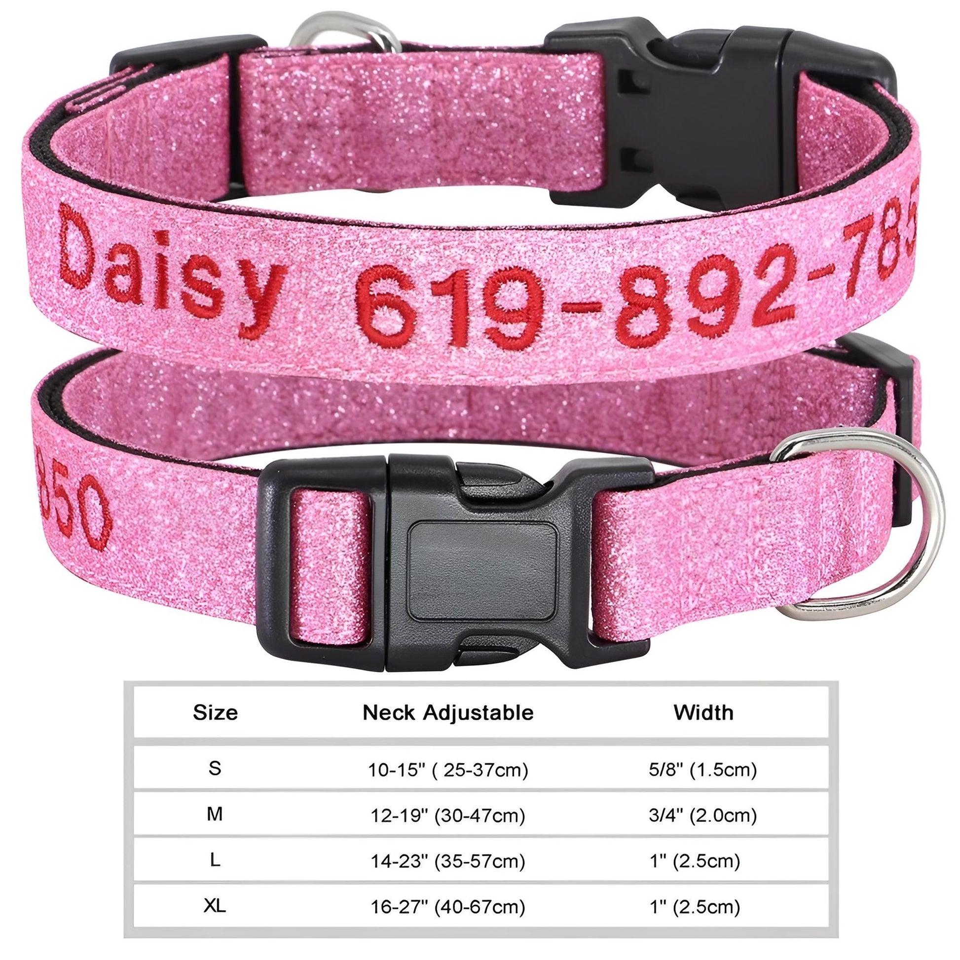 Dog Collar with Name Tag Personalized Embroidery in Nylon 034PI