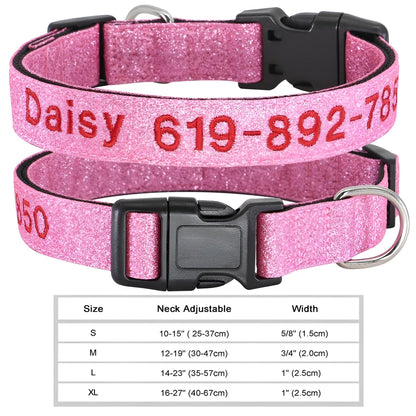 Dog Collar with Name Tag Personalized Embroidery in Nylon 034PI