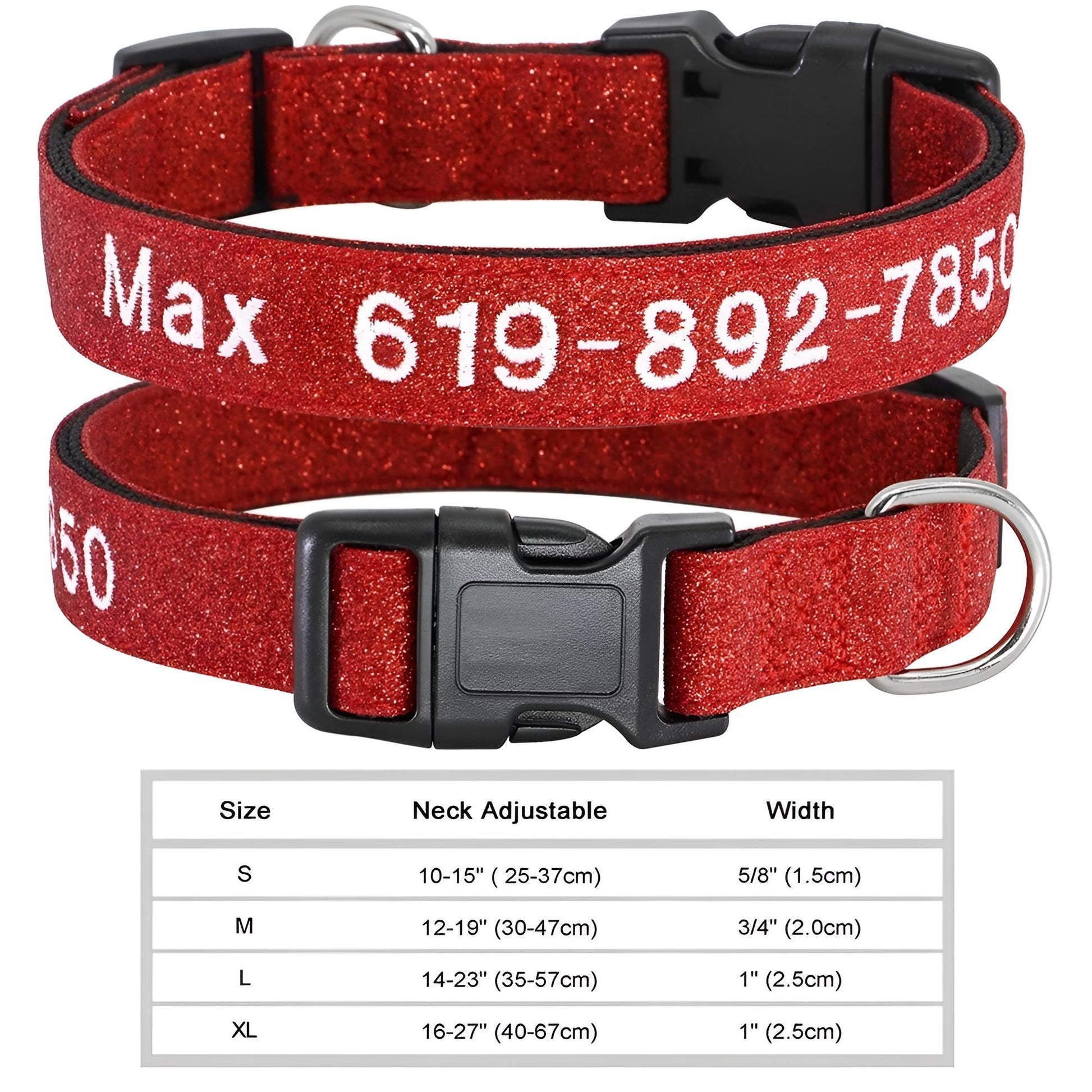 Dog Collar with Name Tag Personalized Embroidery in Nylon 034RE