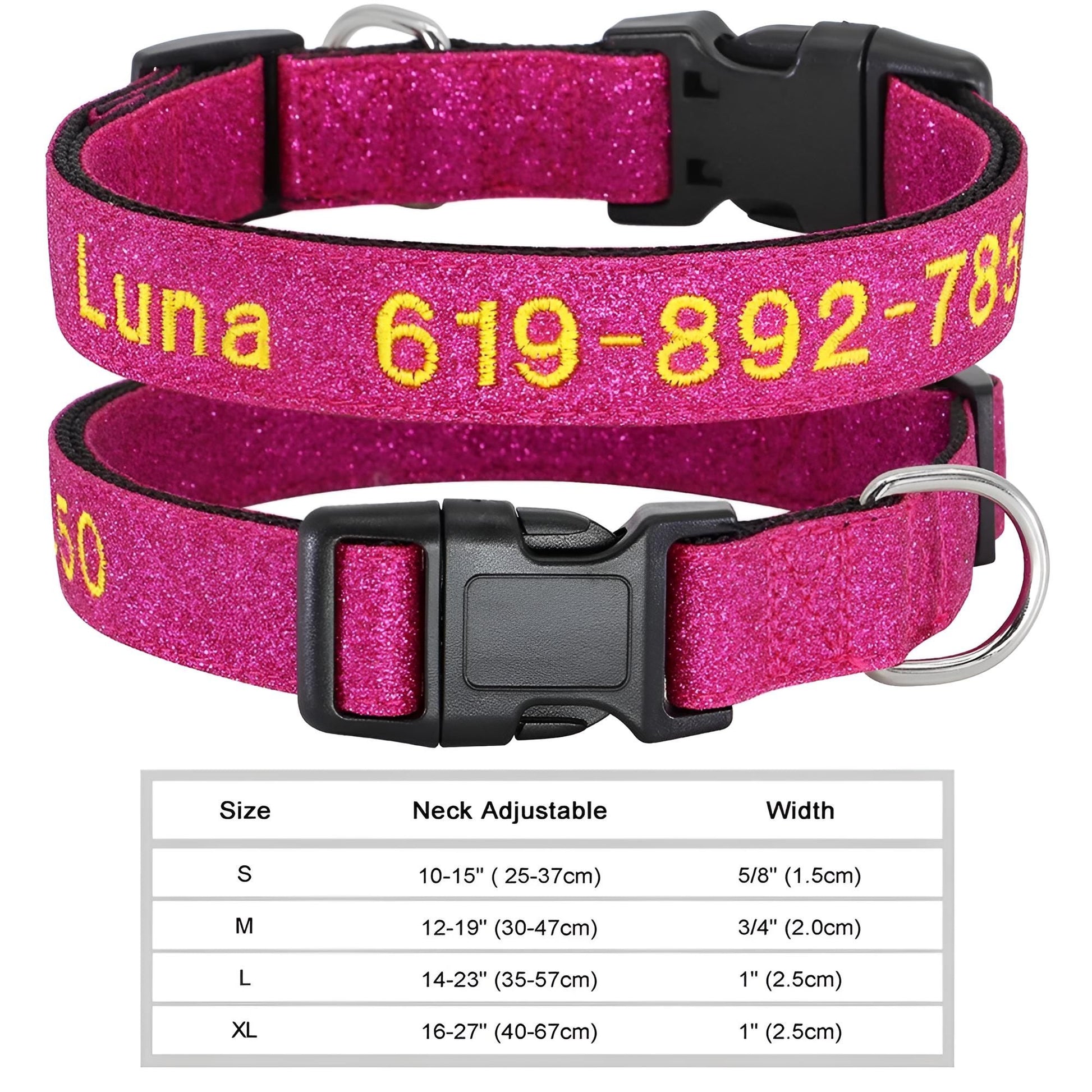 Dog Collar with Name Tag Personalized Embroidery in Nylon 034RO
