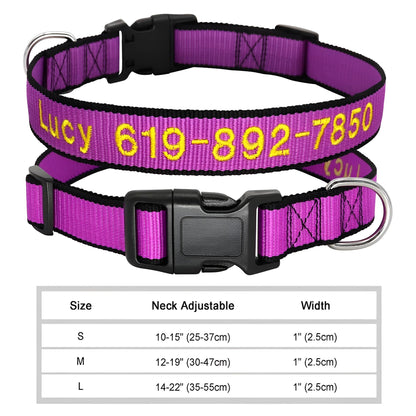 Dog Collar with Name Tag Personalized Embroidery in Nylon 037PU