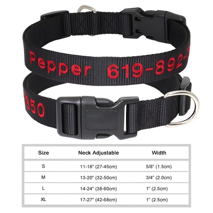 Dog Collar with Name Tag Personalized Embroidery in Nylon 6222-1BL