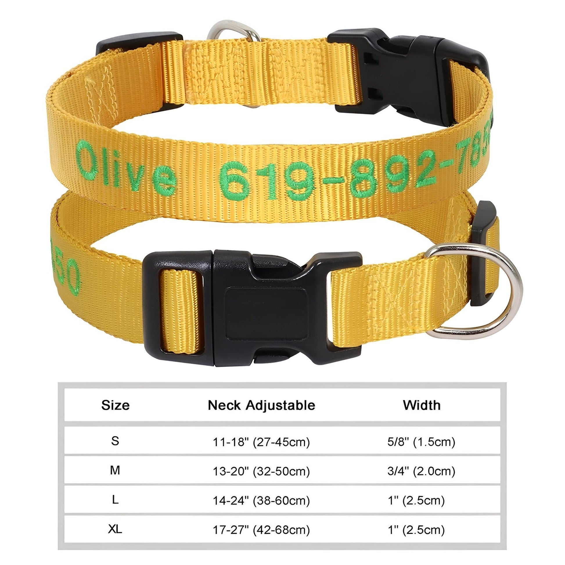 Dog Collar with Name Tag Personalized Embroidery in Nylon 6222-1GO