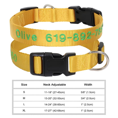 Dog Collar with Name Tag Personalized Embroidery in Nylon 6222-1GO