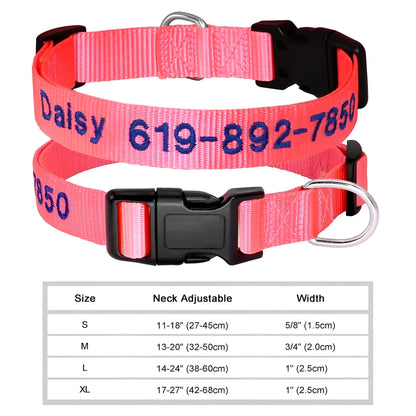 Dog Collar with Name Tag Personalized Embroidery in Nylon 6222-1PI