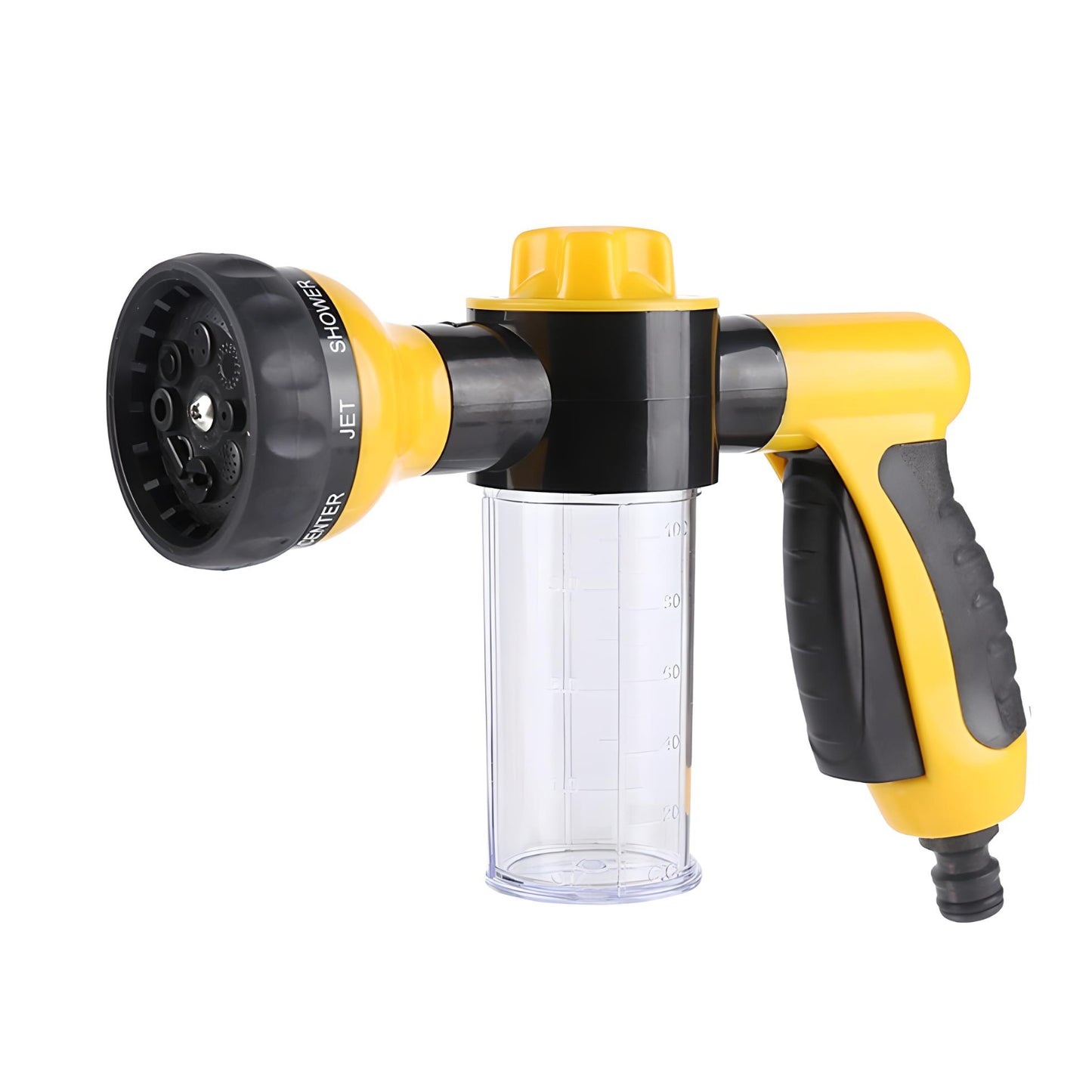 Dog Wash Hose Attachment with Soap Dispenser - yellow