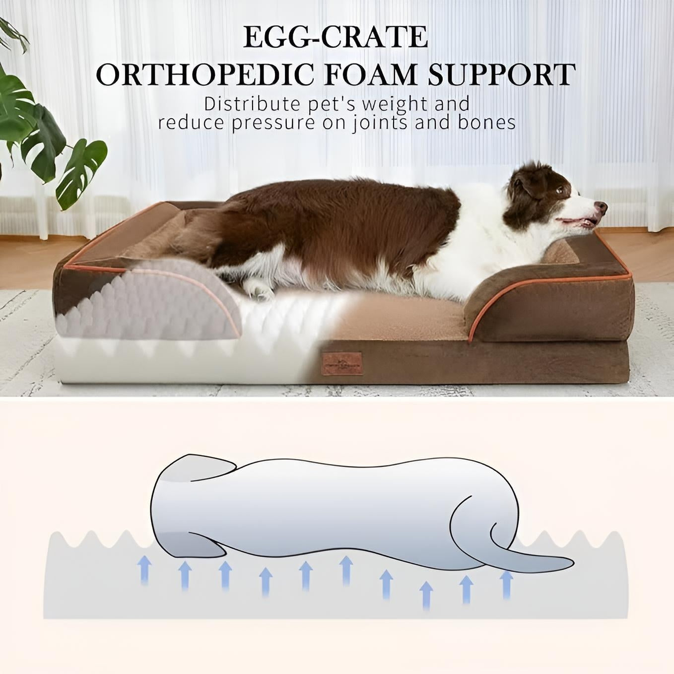 Egg crate orthopedic foam support for sofa dog bed