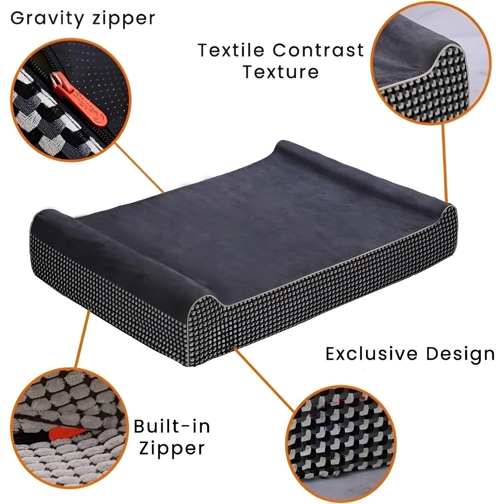 Giant 10 in Thick Rectangle Bolster Orthopedic Dog Bed with gravity zipper