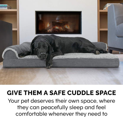 Gray Bolster Orthopedic Dog Bed  - Give them a safe cuddel space