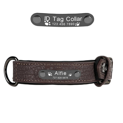 Leather Customized Dog Collars Brown