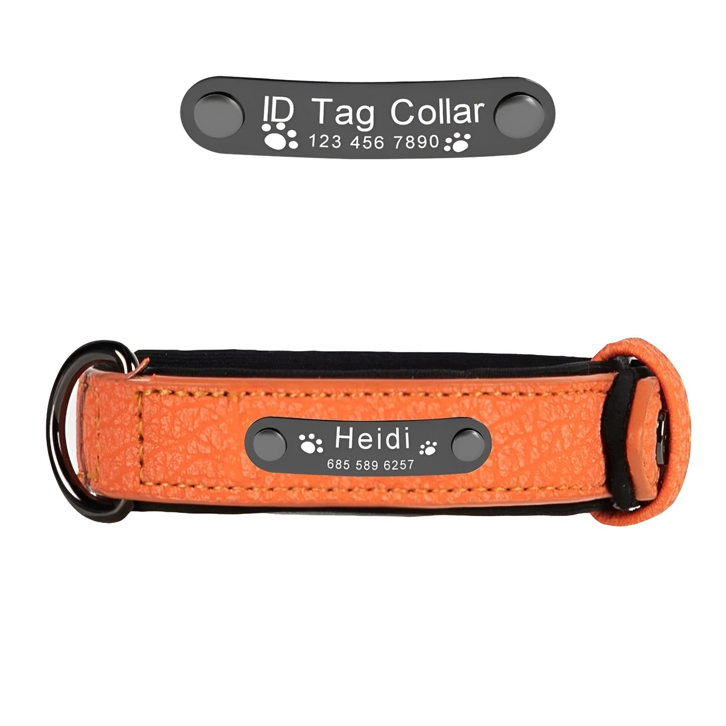 Leather Customized Dog Collars Orange