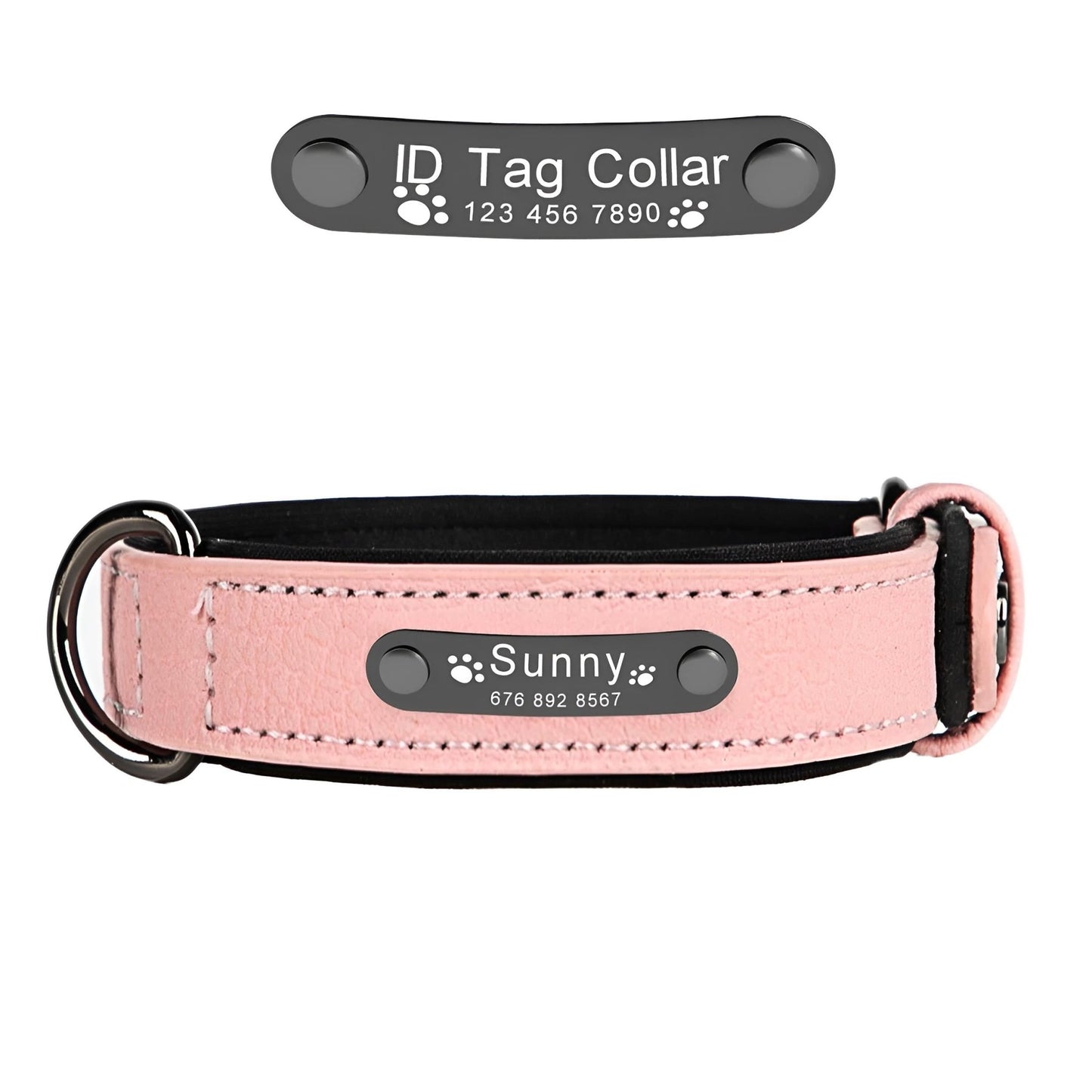 Leather Customized Dog Collars Pink