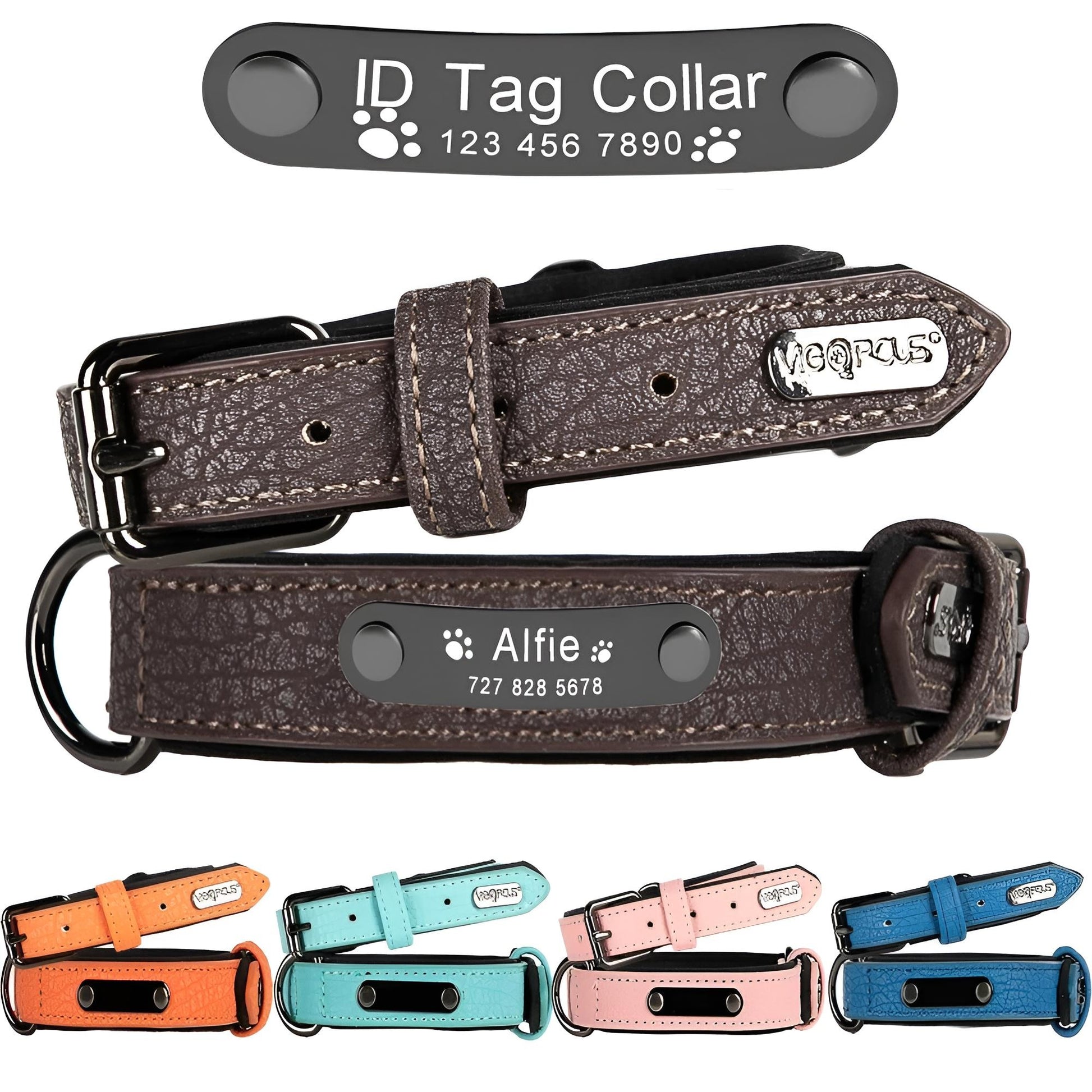 Leather Customized Dog Collars Set