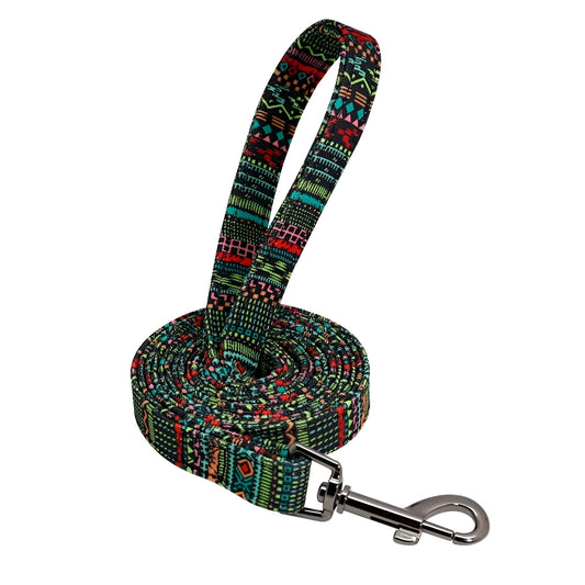 Nylon Dog Collar with Tag Green Leash